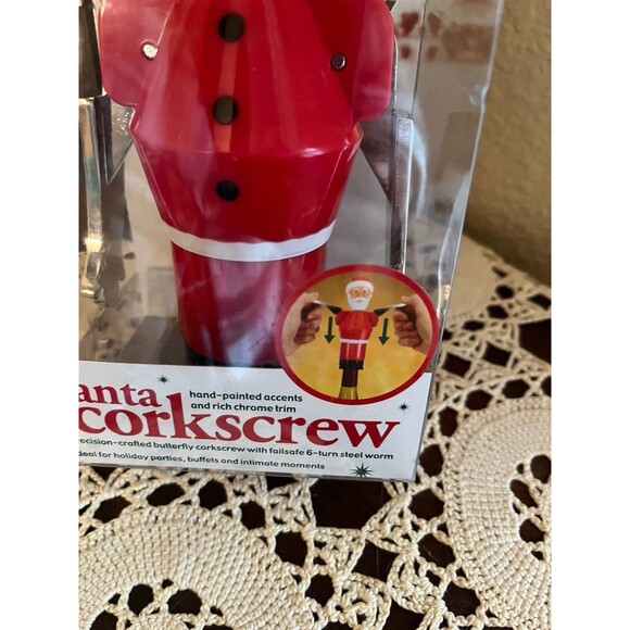 NEW Vtg Christmas Santa Wine Bottle Opener Corkscrew - Picture 2 of 5